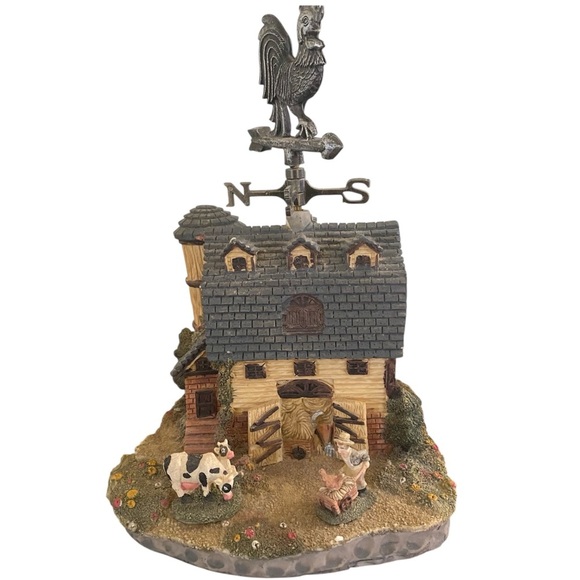 Vintage Sankyo Barnyard Farmhouse Rotating Rooster Weathervane 10”H Music Box - Picture 1 of 15